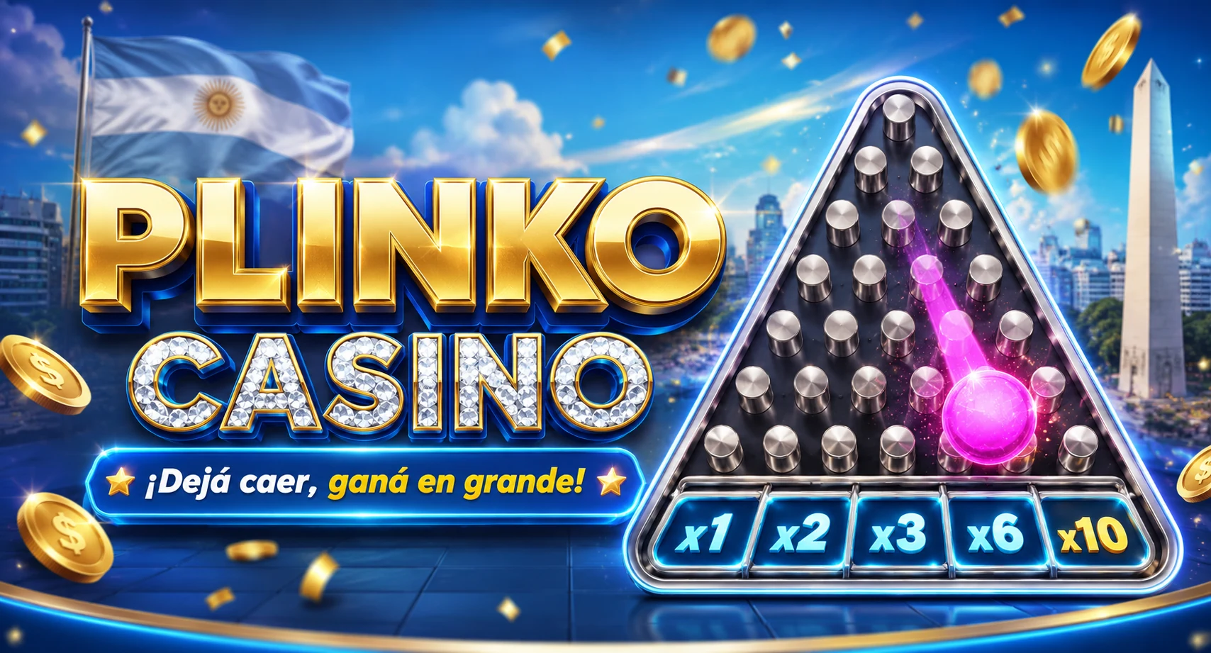 Tablero de casino con ficha, pines y bandera argentina
